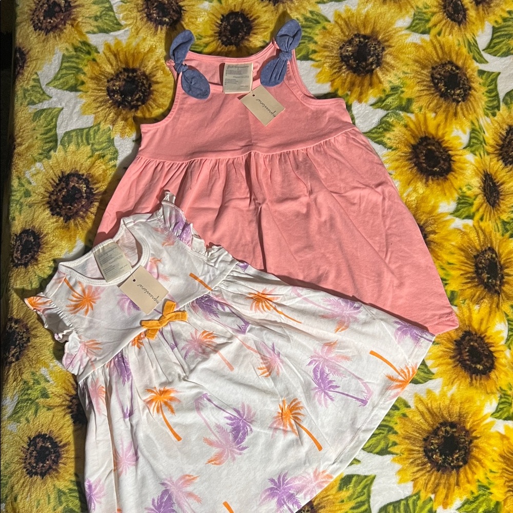 Pink and White Palm Tree Dresses